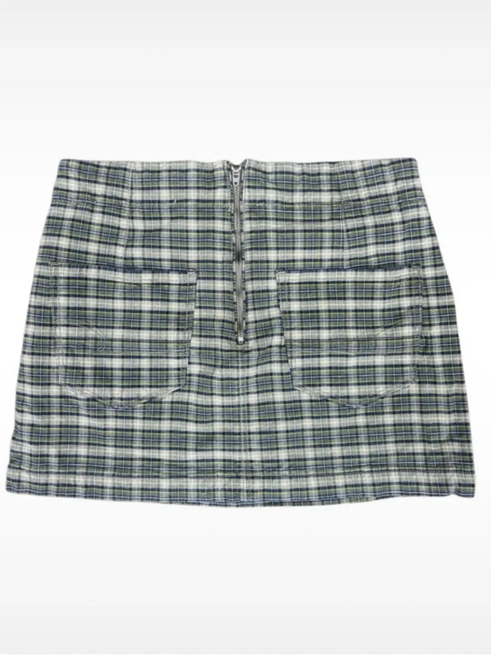 American Eagle Green Plaid Mini Skirt Size 6 High Rise Stretch Preppy Y2K - Picture 2 of 5